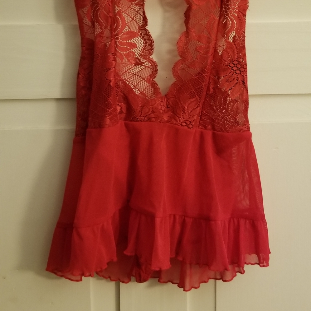Red Lace Teddy - Picture 3 of 5